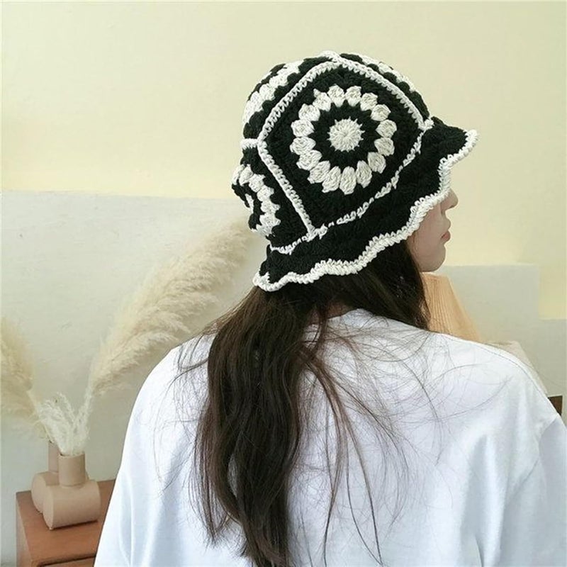 Busnos Crochet Bucket Hats for Women Handmade Hat Cute Foldable Knitted Hats for Women - Image 2